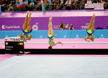 Akrobatika gimnastikası üzrə qadınlar arasında çoxnövçülük yarışlarının final mərhələsi. Bakı, Azərbaycan, 19 iyun 2015